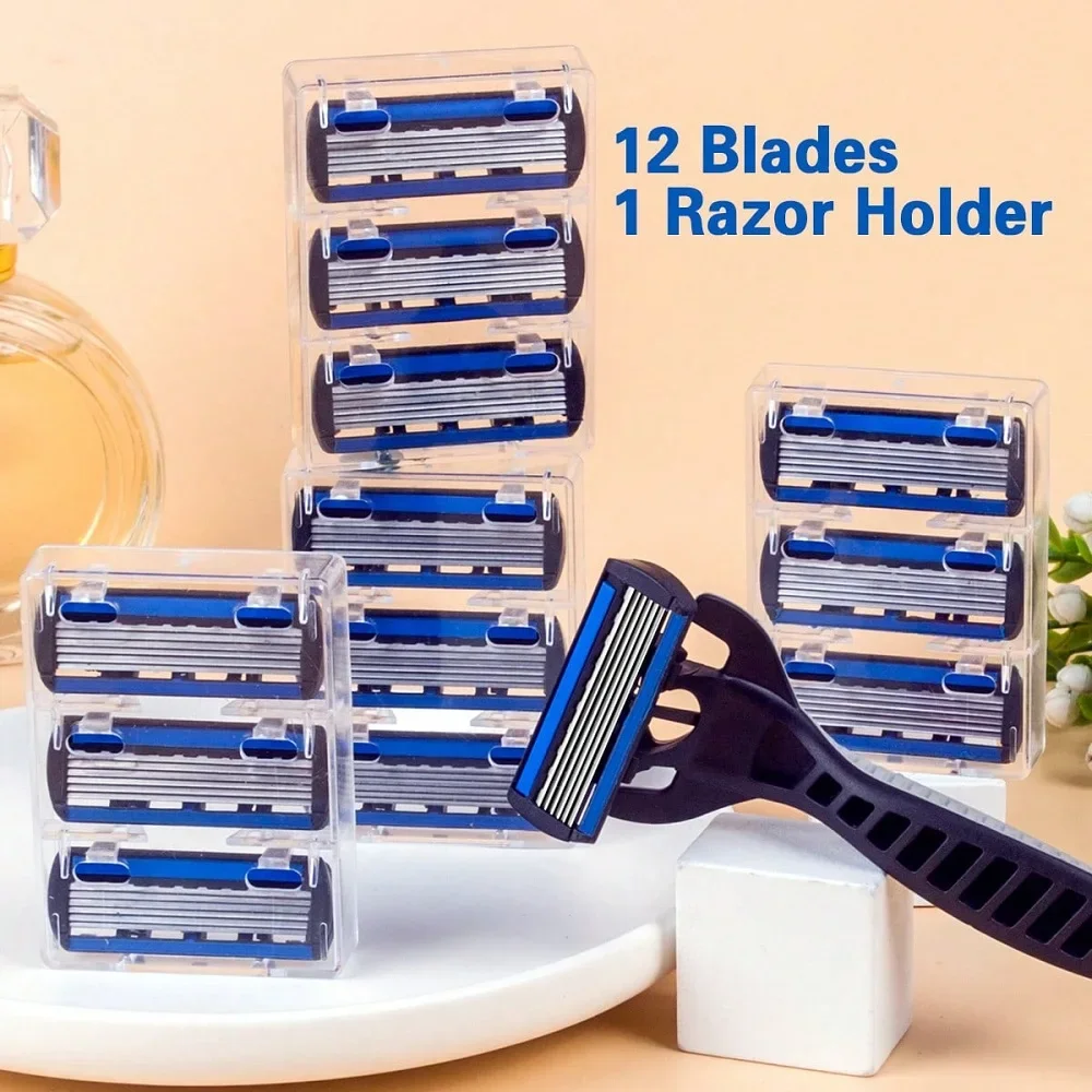 Safety Razor Handle - 6-Layer Stainless Shaver Head 1 Handle