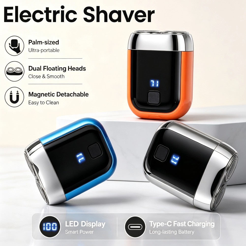 Safety Razor Handle - Portable Electric Shaver Double Floating Heads