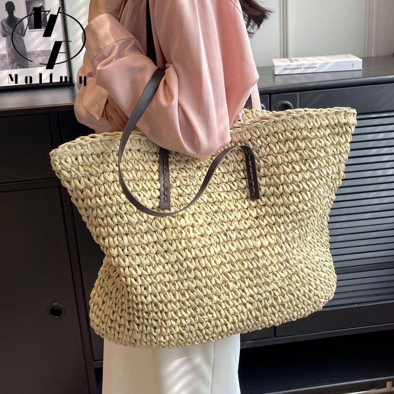Straw Woven Tote Bags Casual L - Linen Bag Bulk review and price