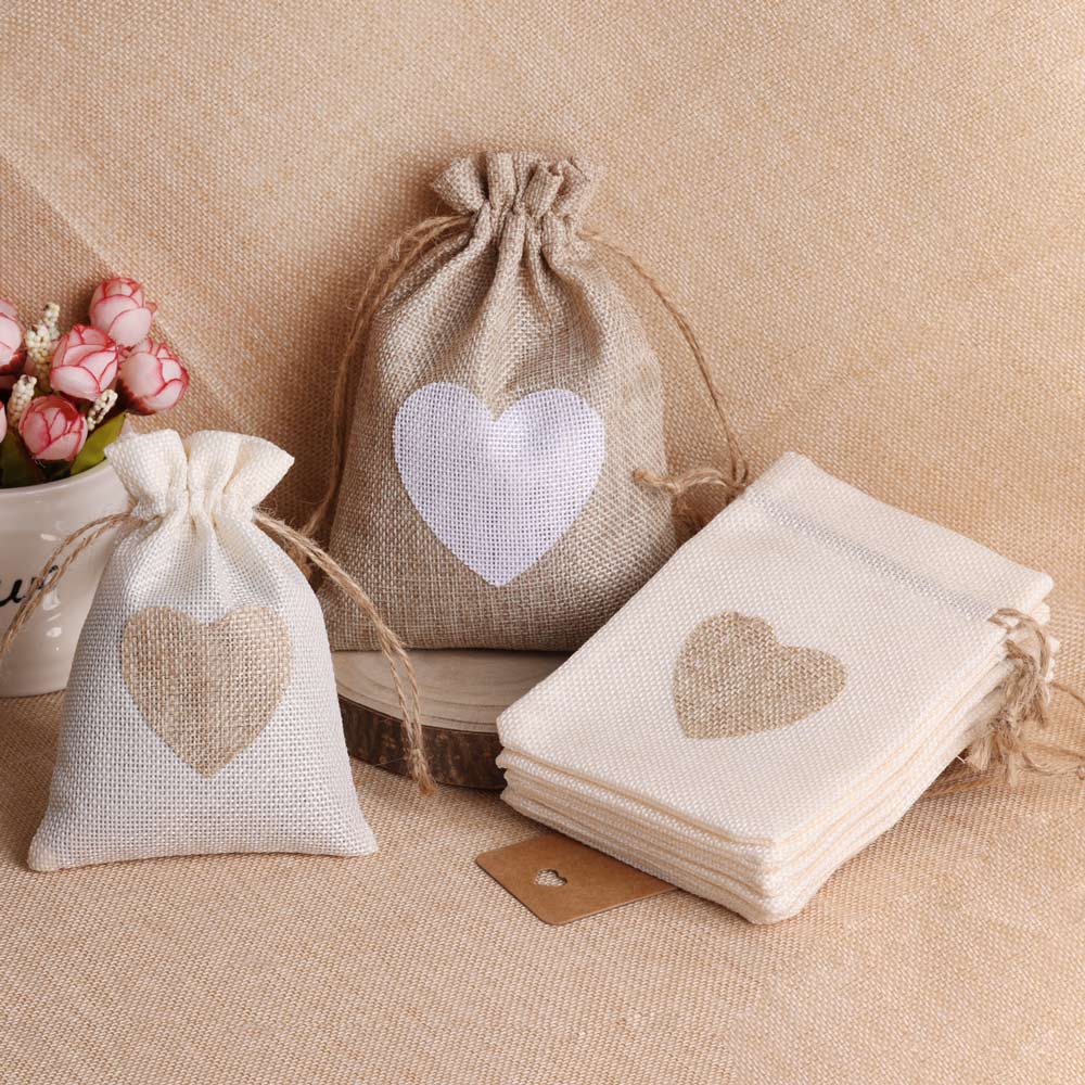 5pcs/lot Heart Linen Jewelry B - Linen Bag Bulk review and price